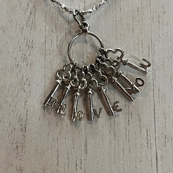 Jewelry - 925 Silver Necklace with “I LOVE YOU” key shaped charms 7.5” chain